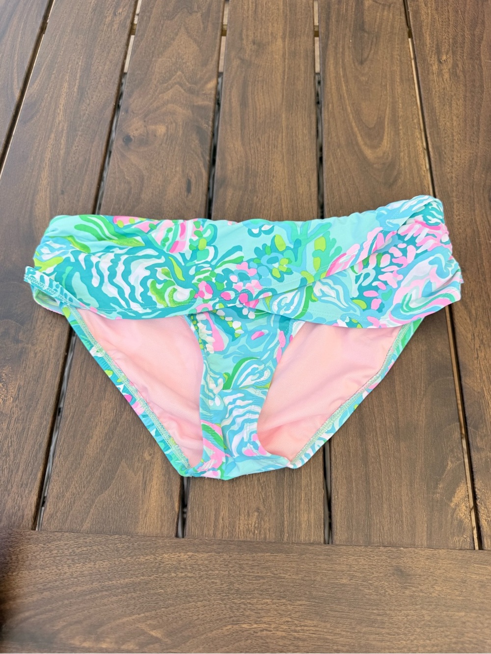 Lilly Pulitzer Pink & Aqua Abstract Print Swim Bottoms